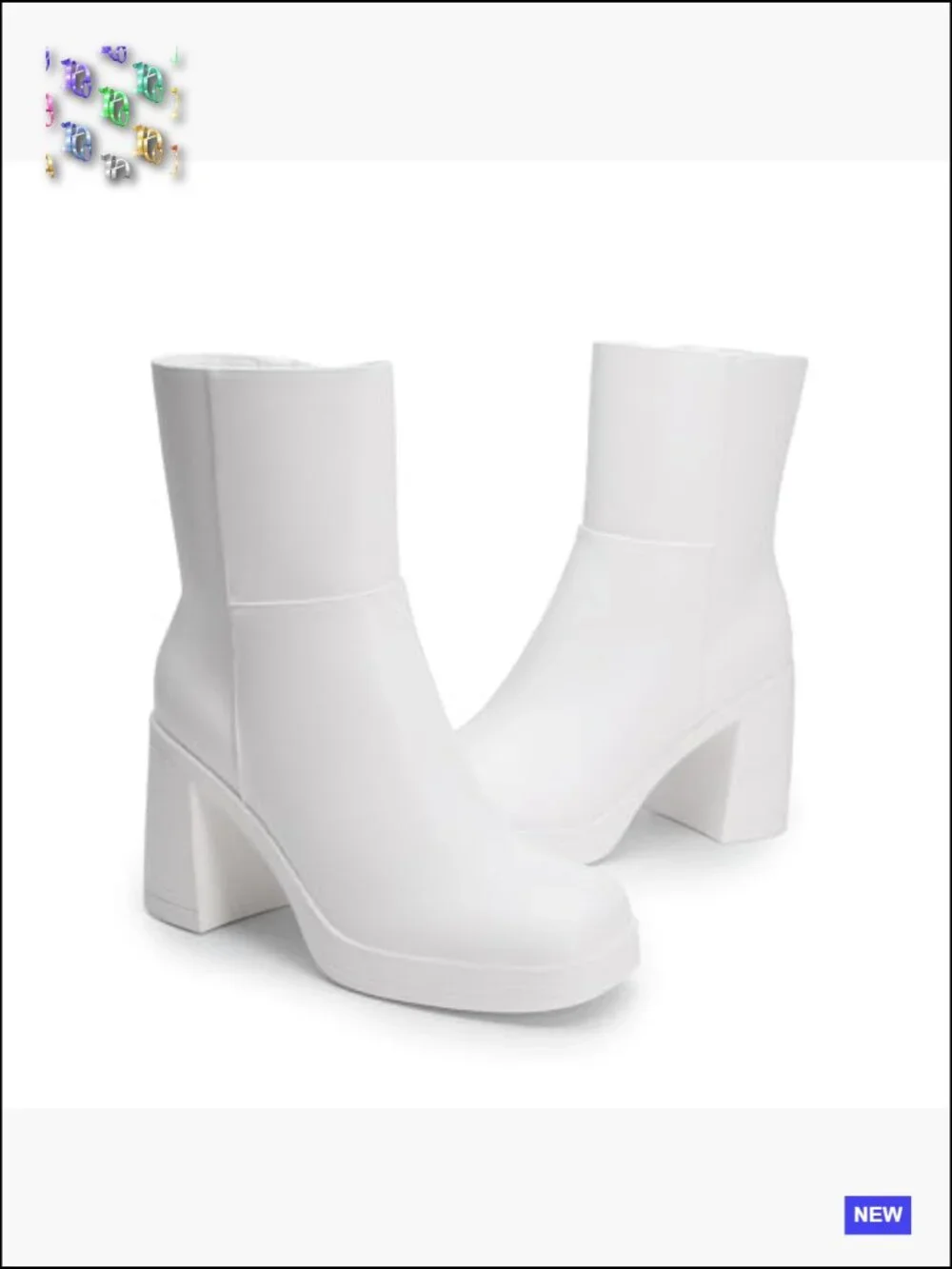 Chunky Platform Gogo Ankle Boots Square Toe Side Zipper Party Heels Y2K Fashion